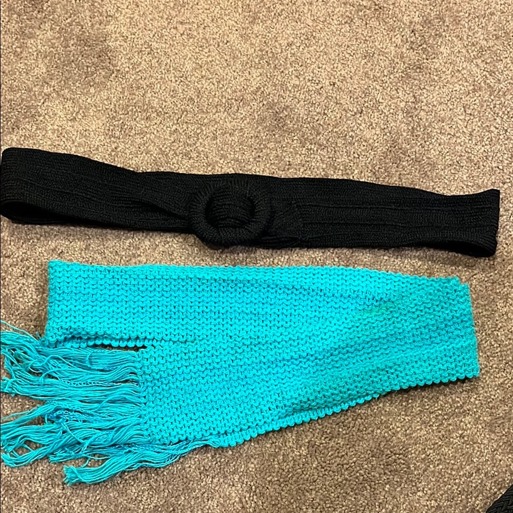 Vintage Black and Turquoise woven belt Set